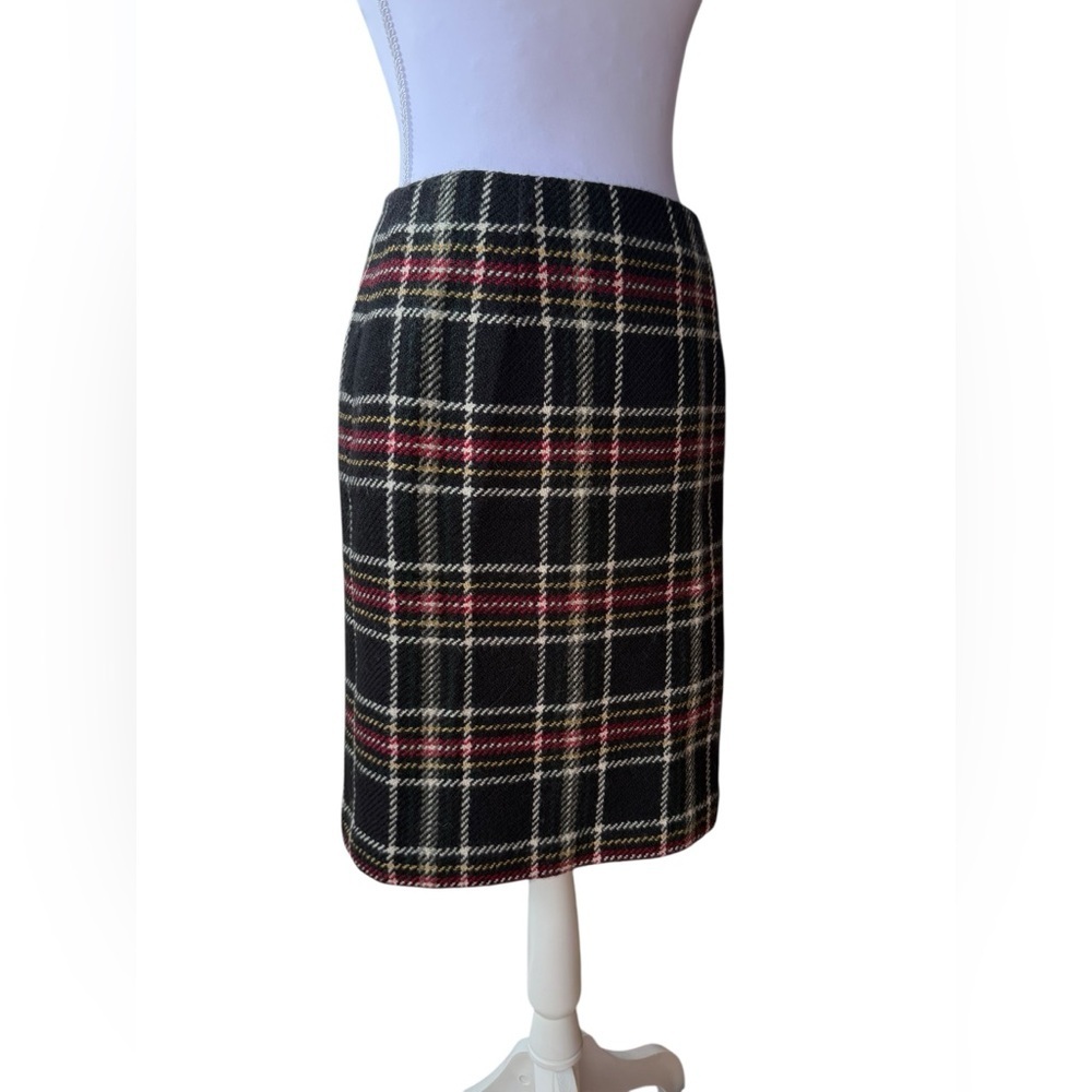 Talbots Women’s Size 4 Plaid Black Pencil Skirt Wool Lined Classic Cottagecore